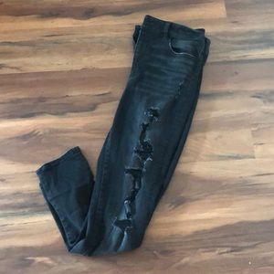 High-rise Black ripped jeans American Eagle